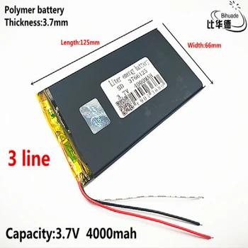 Linha 3 Litros de energia, bateria de Boa Qulity 3,7 V,4000mAH 3766125 de Polímero de lítio ion / Li-íon da bateria para o pc da tabuleta do BANCO,GPS,mp3,mp4  4