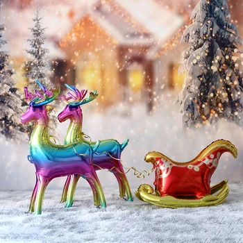 1pc Gradiente de Cor de Ouro 3D de Natal Elk Balões Animal Veado Folha de Balão de Natal, de Ano Novo Decortion Natal fontes de Navidad  5