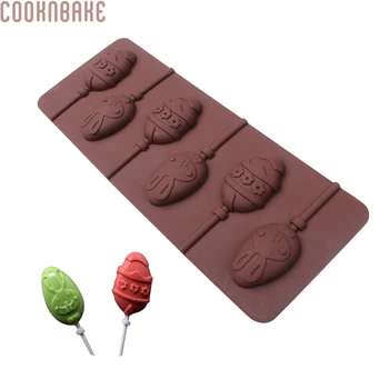 COOKNBAKE DIY Molde de Silicone Para Pirulito Ovos do Coelhinho da Páscoa Design de chocolate do molde para a home do CDSM-591  5