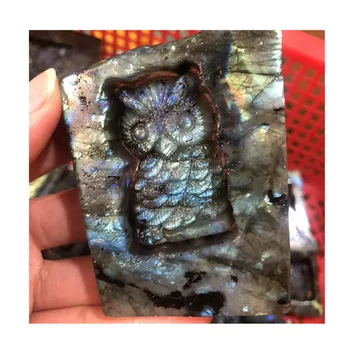Natural Esculpida Labradorite Coruja De Cristal De Cura Pedras Para Decoração De Casa  5