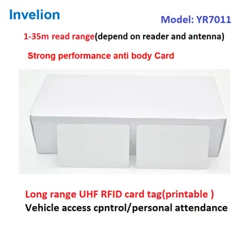 860-960mhz passivo 1-35m de longo alcance rfid do pvc cartão de epc gen2 iso18000 6C uhf rfid cartão tag com acesso gratuito 2pcs titular do cartão de exemplo  5
