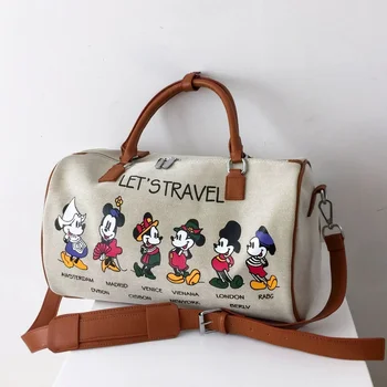 Mickey de Disney dos desenhos animados de lona bolsa Minnie senhoras homens do saco do mensageiro do grande capacidade bolsa de ombro de embarque de viagem, saco de tote  10