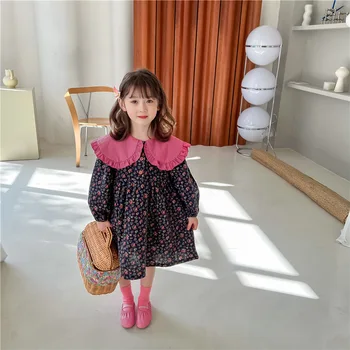 O coreano girls' primavera novo vestido de menina com estampa floral e Um-lin vestido Vestido de Princesa vestido de princesa crianças  0