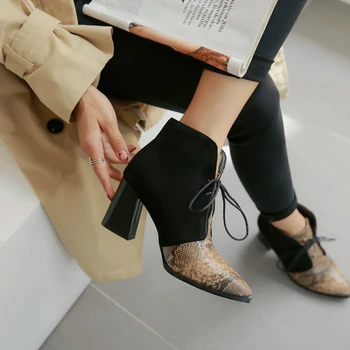Zapatos De Mujer 2020 Outono Inverno Ankel Boots para as Mulheres, Salto Alto Sexy Apontou Toe Rendas Até Mais de Tamanho de Calçado 32-48 88-17  10