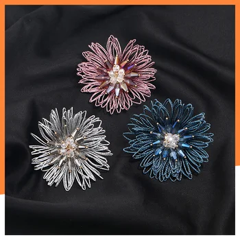 Personalidade do Cristal de fogo de Artifício Broche de Moda Outono e Inverno Malha Buquê de Mulheres High-end Camisola Pin  4