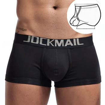JOCKMAIL Homens de Esportes Cuecas Sexy Cintura Baixa Anel Interno Cueca Clube Shorts Ocasionais do Algodão Respirável Plus Size Troncos Calças  4