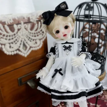 BJD boneca com roupas adequadas para a 1/3 1/4 1/6 tamanho bjd menina vestir bonito preto e branco lace vestido de boneca acessórios (quatro pontos)  10