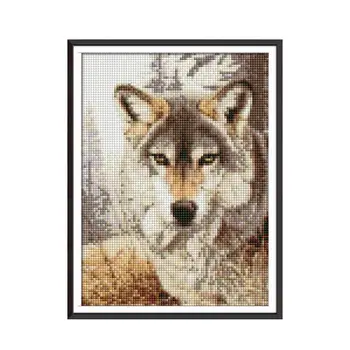 Espírito do lobo Diamante pintura, ponto cruz kit Quadrado Redondo Furadeira de costura bordado DIY feito a mão de obra de bordador  5