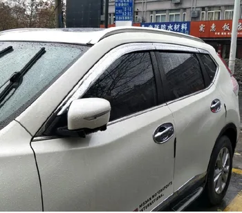 ABS plástico Cromado Janela de Ventilação da Viseira Tons Sol, Guarda Chuva de carro acessórios para Nissan X-trail Desonestos T32 2014-2018 estilo carro  0