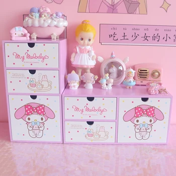 Bonito Melodia de madeira, caixa de armazenamento de decoração de casa de desenhos animados estrelas gêmeas caixa de jóias para as meninas Presentes  10