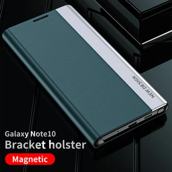 Magnético Stand Flip Slim Case Capa Para Samsung Galaxy S8 S9 S10 S20 S21 Ultra Nota 10 20 Lite Couro PU+PC Luxo caso de telefone  5