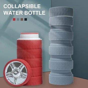 Desmontável pneus de garrafa de água de plástico reutilizáveis copo taça de viagem do esporte caneca de café portátil suco garrafa dobrável  4