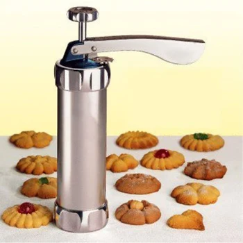 Cookie Máquina Da Imprensa Do Biscoito Do Criador De Fazer Bolo De Decoração De Arma De Cozinha De Alumínio Conjuntos De Confeiteiro  4