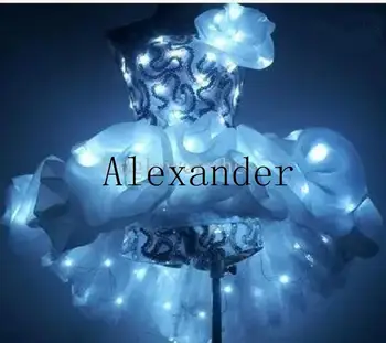 LED Traje /Fase do DIODO emissor de roupas/ Luminoso traje/ Alexandre robot/LED ROBDT/LED Ballet festa a fantasia/Recepção clothingss  5