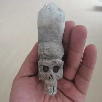 vendas quentes naturais branco cristal de quartzo crânio esculpido para casa deocr  4