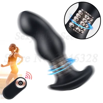 2021New Design de uma Esfera de Aço de Rotação Vibrador Ponto G Vagina, Anal, Vibrador ButtPlug Massageador de Próstata os Brinquedos Sexuais Para Mulheres, Homens Gays  5