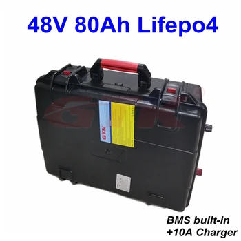 IP67 impermeável 48V 80Ah Lifepo4 48v bateria Lifepo4 com a BMS para 4000w 3000w motor eléctrico de carrinho de golfe Hélice+10A carregador  0