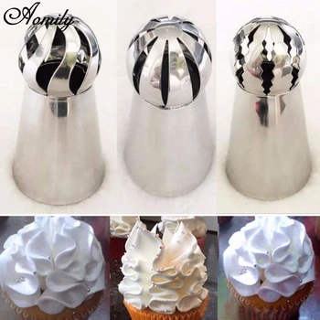 Aomily 3Pcs/Set russo Bolo Flor Sugarcraft de Decoração de Glacê Tubulação de Bicos de Confeitar Ferramentas de Cupcake de Tomada de Auxiliar de Ferramentas Bakeware  5