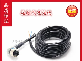 M12 4-core de 2 metros de cabo plug-in do cabo do sensor de Proximidade plug-in cabo de Cotovelo plug do cabo com luz  5