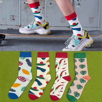 Novo estilo Harajuku homens do meio-tubo de meias de Moda de personalidade tendência de skate meias  5
