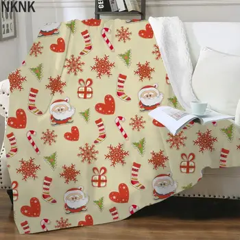 NKNK Papai Noel Cobertores floco de Neve de Impressão 3D Amor Cobertores Para Camas de Pintura de Pelúcia Jogar Cobertor Sherpa Cobertor de Moda Vintage  5
