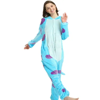 Unisex Kigurumi Adultos Animal Pijama Anime Onesie Monstro De Flanela Dos Desenhos Animados Bonitos Quente Cosplay Sleepwear  5