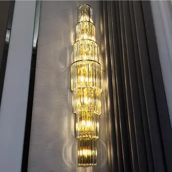 Luxo de cristal da lâmpada de parede da sala villa duplex construção de hotel golden view parede projecto lâmpada decorativa  5