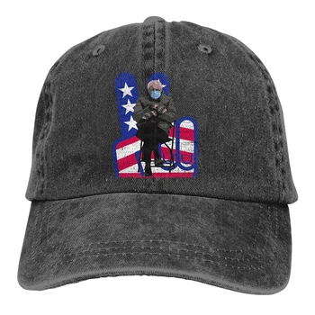 Diversão Bernie Sanders Inauguração Sentado No Frio Luva de Baseball Cap chapéu de cowboy Pico do boné Cowboy Bebop Chapéus de Homens e mulheres de chapéus  5