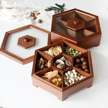 Criativas europeias madeira maciça doces caixa com tampa de frutos secos lanche caixa casa de madeira porcas de melão de armazenamento de caixa de presente de casamento  5