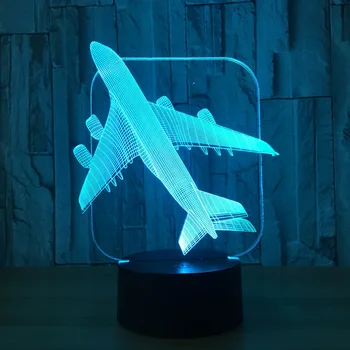 Frete grátis Avião 3D Mesa de Luz da Lâmpada de Ilusão de Óptica Bulbing Noite de Luz da Mudança de Humor Lâmpada Vela luzes  5