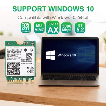 Banda dupla 5G Placa de Rede sem Fio M. 2 wifi 6 cartão de NGFF 802.11 AX wifi cartão 6e para Intel AX210 Módulo Laptop adaptador Wi-fi ganhe 10  10
