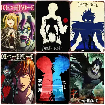 Death Note Placa Vintage Metal Estanho Sinal Bar Pub, Clube De Café, Decoração Do Clássico Anime Placas Japonesa De Quadrinhos Adesivo De Parede N389  3