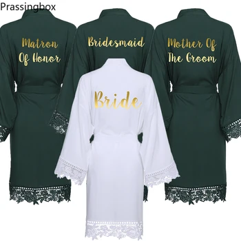 Rayon Rendas de Algodão Veste de Noiva de impressão personalizada do Manto de Dama de honra Vestes Mulheres Nupcial do Casamento Robe, Roupão de banho, Pijamas greenrobe  10