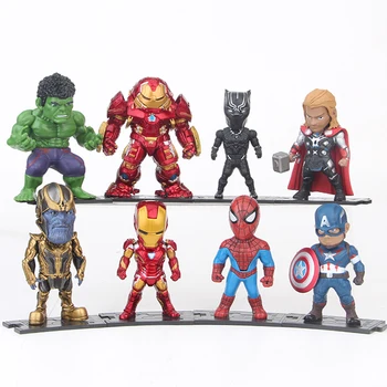 8pcs/set Vingadores da Marvel Thor Thanos Ironman Hulkbuster homem Aranha Capitão América Hulk Black Panther Modelo Figura Brinquedos  10