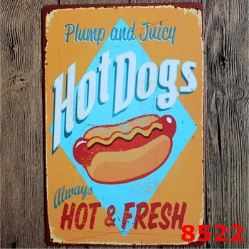 8x12 Polegadas Vintage Retrô Parede Decoração de Estanho Sinais,Hotdogs de Metal Decorativo Sinal para a Casa,Pub,Café e Hotel  5