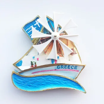 QIQIPP Mediterrâneo, a Grécia marco de vela do moinho de vento criativo turismo comemorativa magnético frigorífico  0