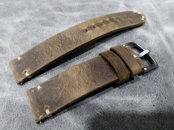 20 22mm homem Rápida instalação Universal de alta qualidade em Couro Genuíno Mão de Costura Vintage pulseiras de Relógio de Bezerro Watchbands  5