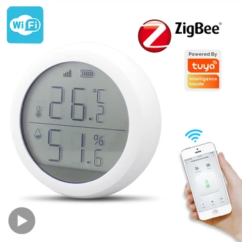 Tuya WiFi, ZigBee Para O Google Assistente Do Alexa Umidade Sensor De Temperatura Smartlife Higrômetro Termômetro Medidor Smart Home Temp  5