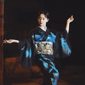 2022 mulheres flor de impressão quimono japonês yukata japão quimono vestido de roupas japonesas sasuke de pescoço de v oriental vestido de quimono manto  5