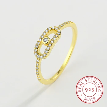 Nova Moda de Ouro 18k Senhoras Anel S925 Original Autêntico Prata Esterlina Pequeno Diamante do Zircão Casal de Presente de Noivado Jóias  4