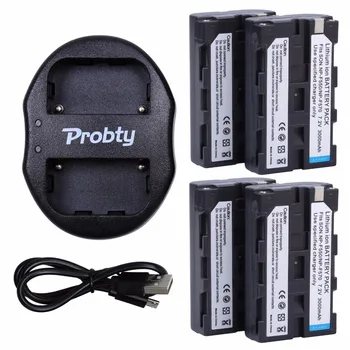 Probty 4Pcs NP-F550 NP-F570 F550 NP Bateria + USB Dual Carregador Para Sony CCD-SC55 TRV81 GV-D200 D800 TR917 TRV75 PM090 MVC-FD83K  10