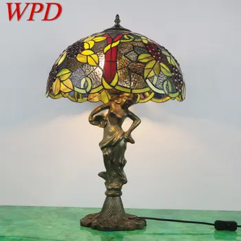 WPD Europeia Tiffany Mesa de Vidro da Lâmpada LED Criativo Retro Fina Luz da Mesa de Decoração Para Casa, Sala, Quarto-de-Cabeceira  4