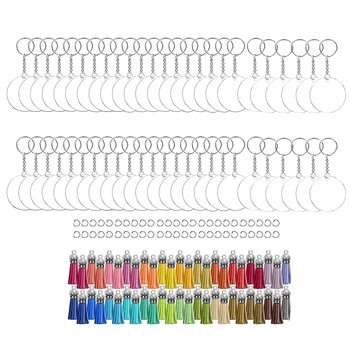 Prática 300Pcs Chaveiro de Acrílico Branco verniz Acrílico Círculos Discos Transparentes Para DIY Keychain do Projeto de Artesanato  10