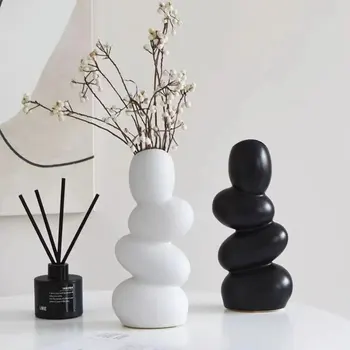 Branco Elegante Em Forma De Ovo Vaso Matte Cerâmica Decorativa Vaso Nórdicos Home Office Enfeites De Mesa Colecionáveis Arte Vaso  5