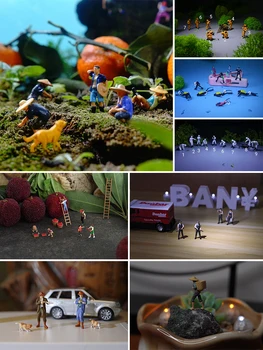 HO Escala 1:87 em Miniatura Agricultores modelos de Figuras de Trabalho de Decoração de Pintor de Figuras de Areia Tabela Cena de Rua, Pessoas Variadas Poses  10