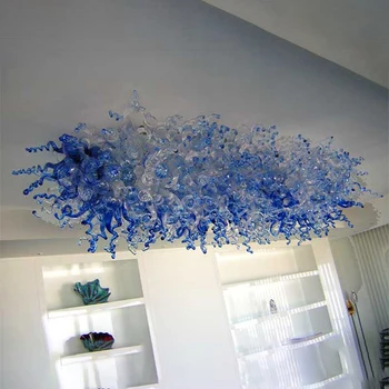 De Vidro azul de Arte de Teto do DIODO emissor de Luz de Luxo de Estilo de Vidro Soprado Lâmpada do Teto  5