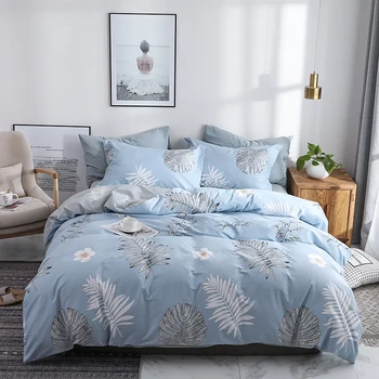 Quatro peças de roupa de cama simples de algodão duplo família cama folha de capa de edredão espessamento lixar dormitório de casal sheetp azul cor cinza  10