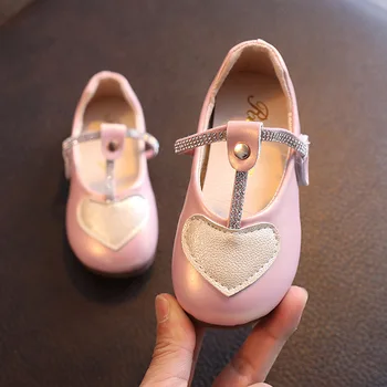 Meninas Sapatos de Crianças Princesa da Moda de Sapatos Para um espetáculo de Dança para Crianças Plana Sapatos de Couro cor-de-rosa bege branco 2 3 4 5 6 7T  5