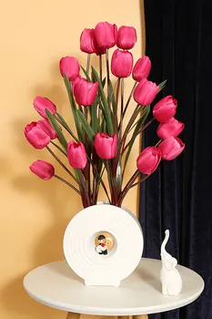 Decoração De Casa De Artificial Tulipas Borboleta De Orquídea, Magnólia Seda Flor De Simulação De Tulipas Flores Decoração De Interiores Ornamentos, Vasos De  4