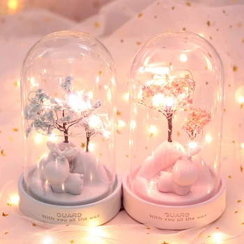 LED de desenhos animados Resina Luz da Noite do Guardião Veado Sakura flor Estrela lâmpada Romântica Decoração do Quarto Menino Menina Crianças de Aniversário, Presente de Natal  5